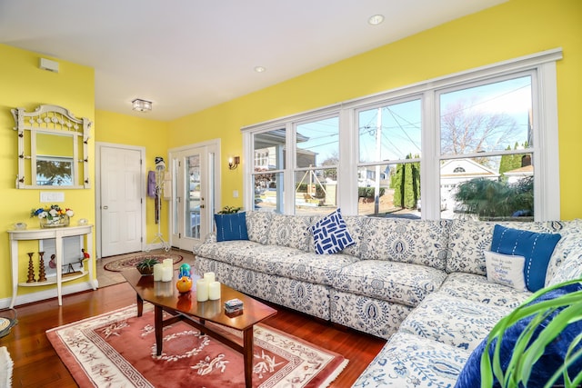 1 Dunbar Rd, Milford, CT 06460 - living area with wood finished floors, baseboards, and recessed lighting