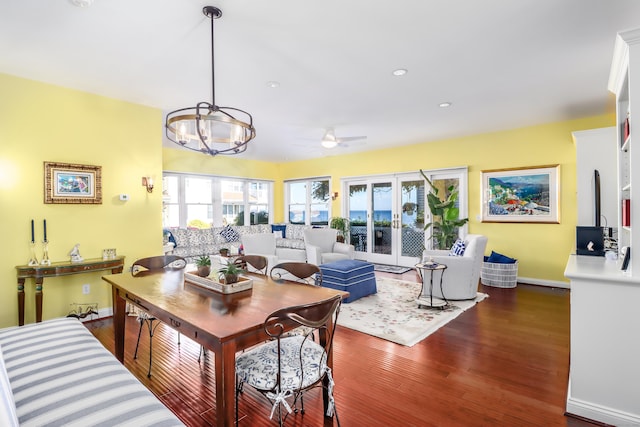 1 Dunbar Rd, Milford, CT 06460 - living room with dark wood finished floors, baseboards, a chandelier, recessed lighting, and a ceiling fan