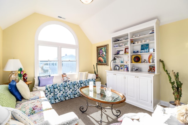 1 Dunbar Rd, Milford, CT 06460 - living room featuring vaulted ceiling