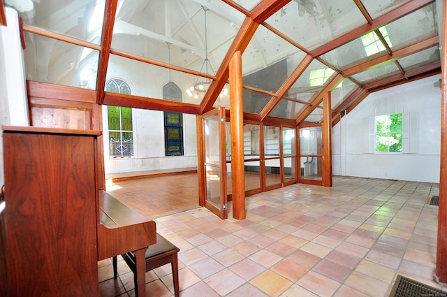14 River Rd, Cornwall, CT 06796 - unfurnished sunroom featuring lofted ceiling and french doors