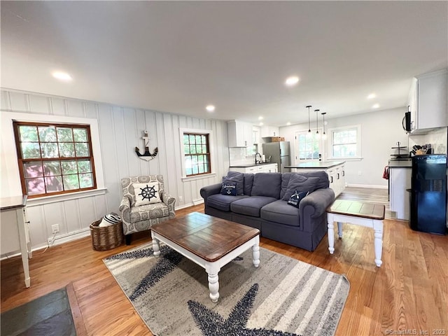 living room featuring light hardwood / wood-style flooring