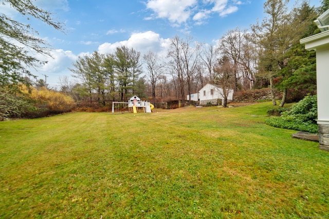 view of yard with a playground