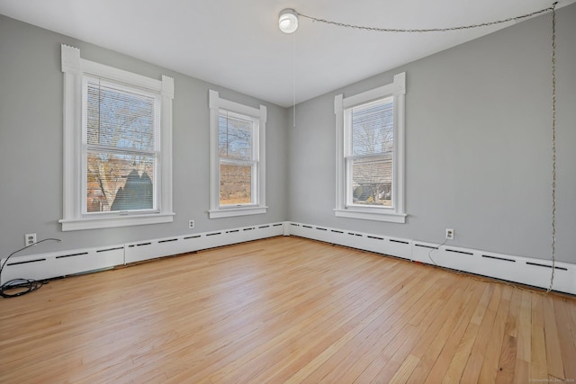 empty room with light hardwood / wood-style floors