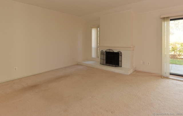 unfurnished living room with light carpet