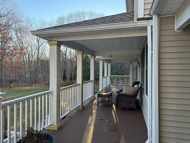 deck featuring covered porch