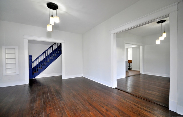 interior space with dark wood-type flooring