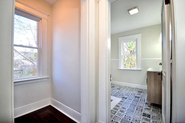 bathroom featuring plenty of natural light and vanity