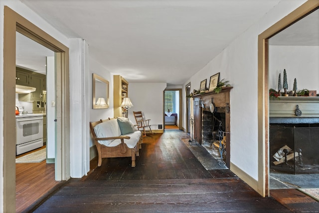 interior space with dark hardwood / wood-style flooring