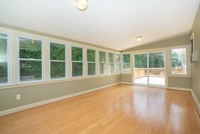 45 Wentworth Dr, East Hartford, CT 06118 - unfurnished sunroom with wood finished floors and vaulted ceiling
