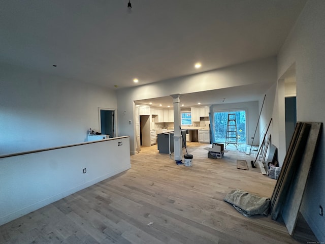 living room featuring light wood-type flooring