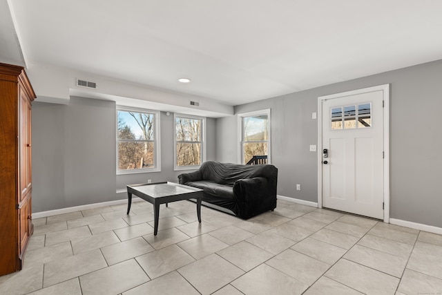 view of tiled living room