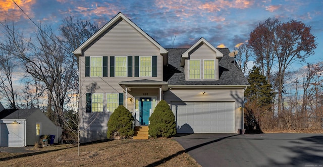 view of property with a garage