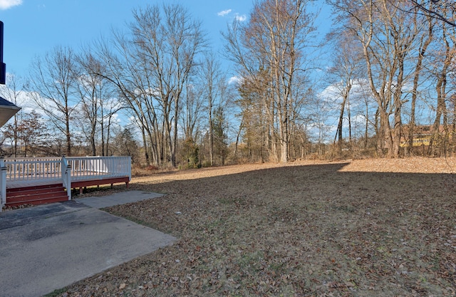 view of yard featuring a patio area and a deck