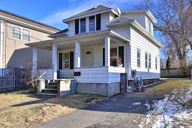 view of front of home featuring covered porch