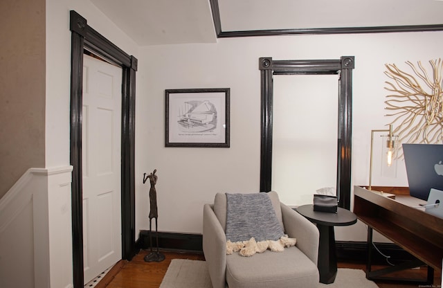 sitting room featuring wood-type flooring