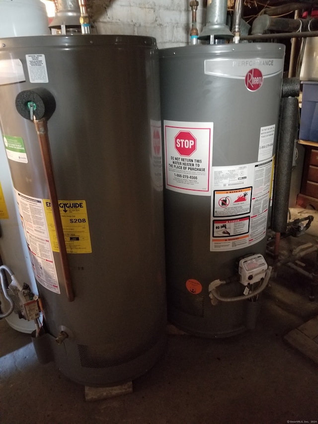 utility room featuring gas water heater