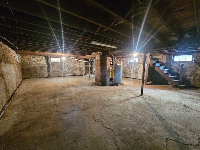 basement with gas water heater