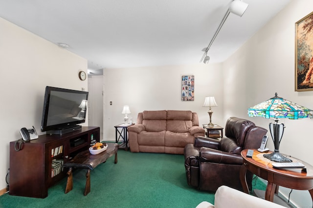 living room featuring carpet