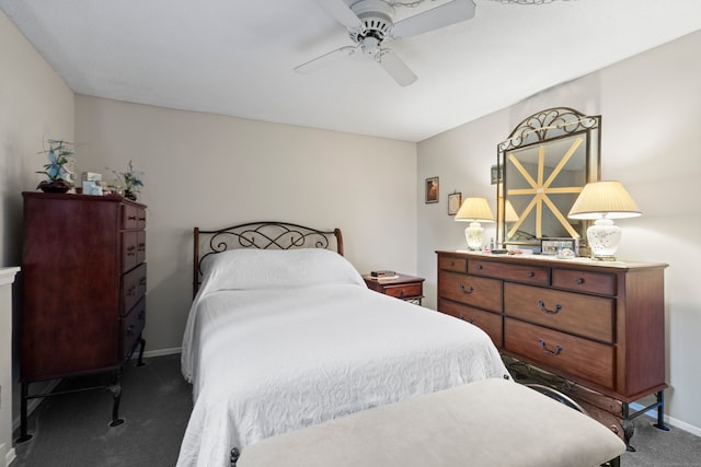 bedroom with carpet and ceiling fan