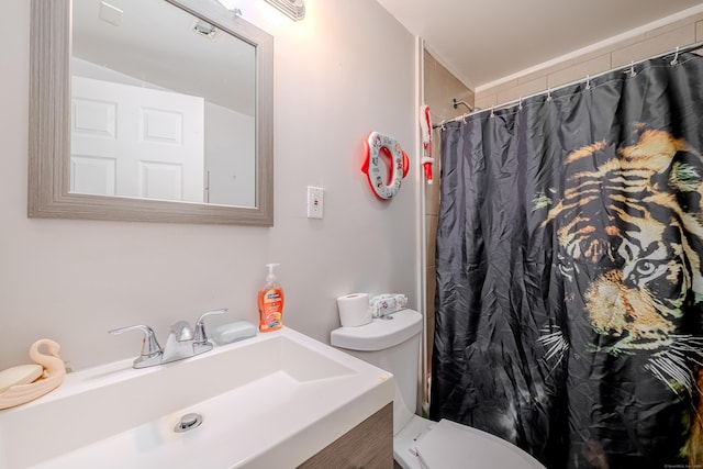 6 Grove Ct, Waterbury, CT 06710 - bathroom with vanity, toilet, and curtained shower