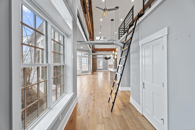 hallway with light wood-type flooring