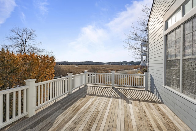 deck featuring a rural view