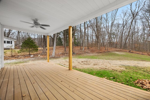 deck featuring ceiling fan