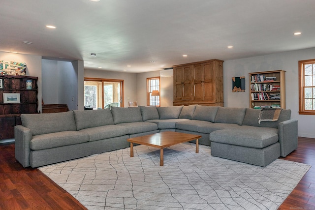 living room featuring light hardwood / wood-style flooring and plenty of natural light