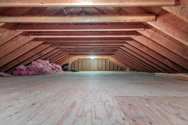 view of unfinished attic