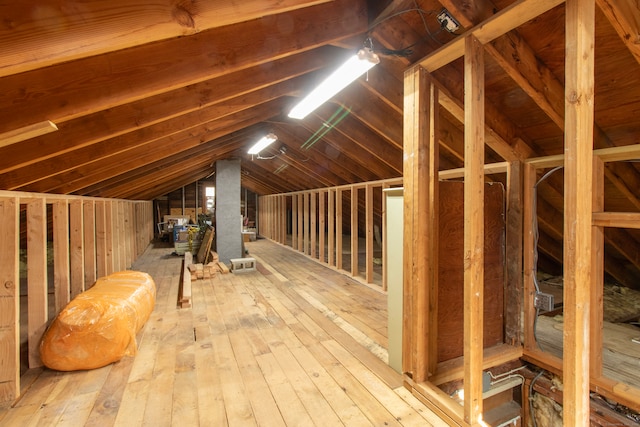 view of unfinished attic