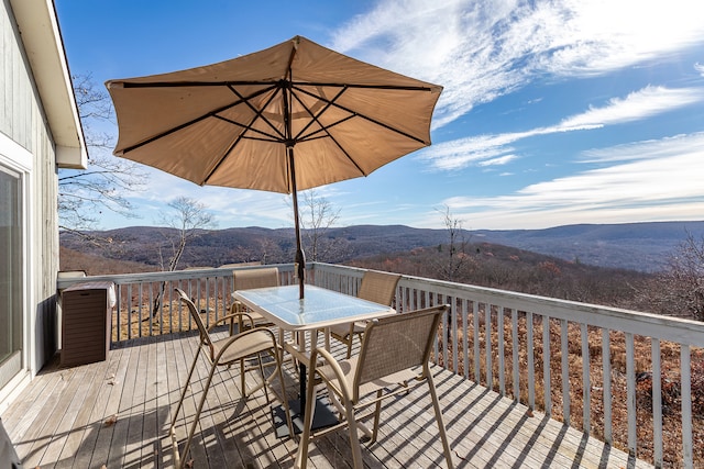 deck featuring a mountain view