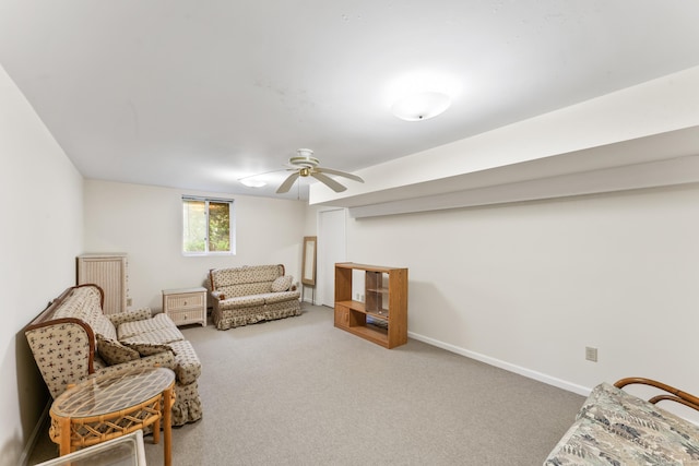 27 Crows Nest Ln Unit 15E, Danbury, CT 06810 - living area featuring baseboards, carpet flooring, and ceiling fan