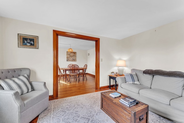 living room featuring light wood-type flooring