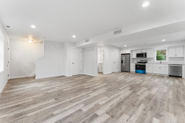 unfurnished living room with light hardwood / wood-style floors