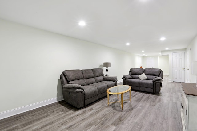 living room featuring light wood-type flooring