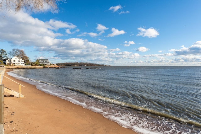 property view of water featuring a beach view