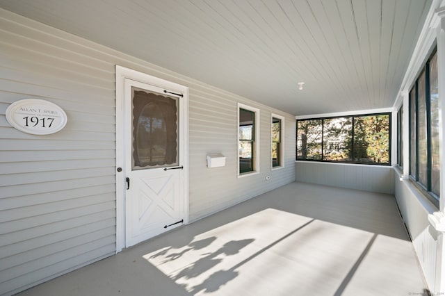 view of unfurnished sunroom