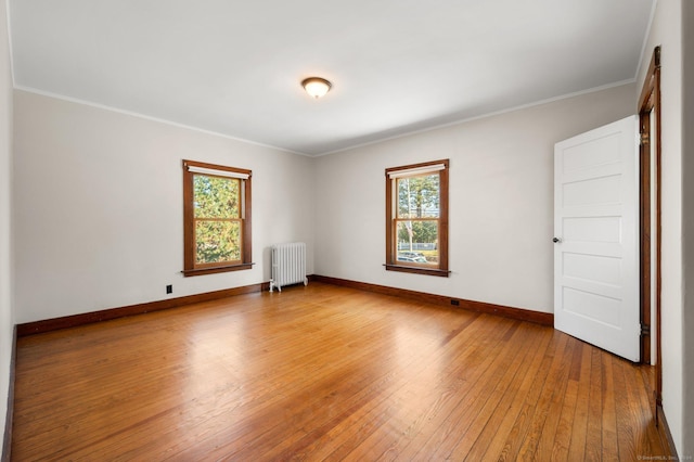 46 Lyme St, Old Lyme, CT 06371 - empty room featuring radiator, healthy amount of natural light, light wood-style floors, and crown molding
