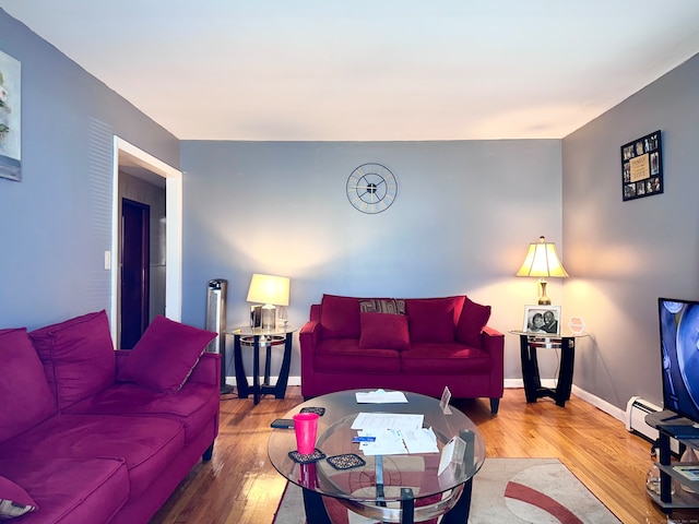 living room with hardwood / wood-style flooring