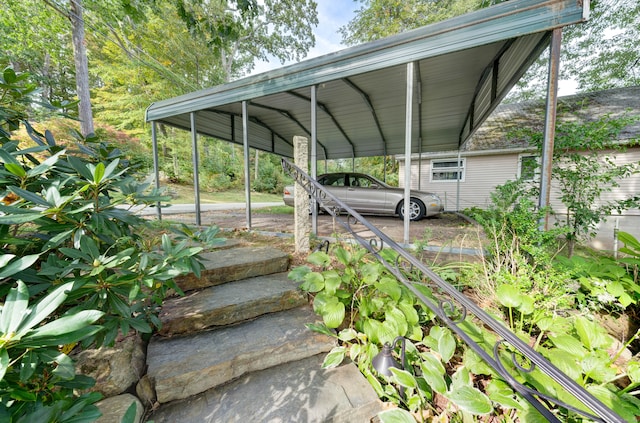 view of parking / parking lot with a carport