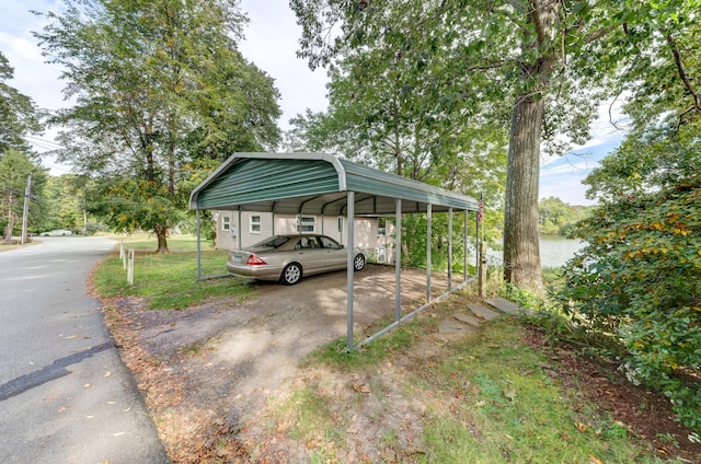 view of parking / parking lot with a carport