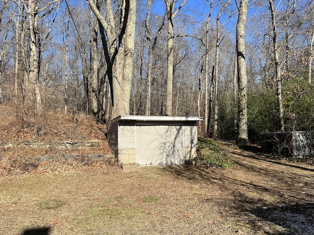 view of yard with a garage and an outdoor structure