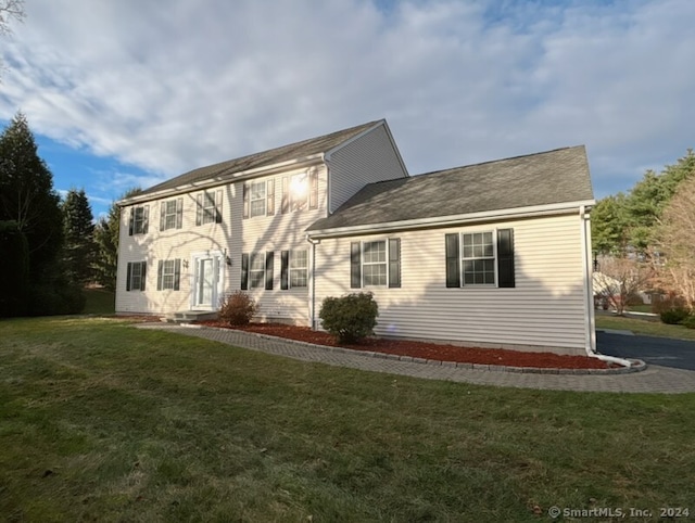 rear view of property with a yard