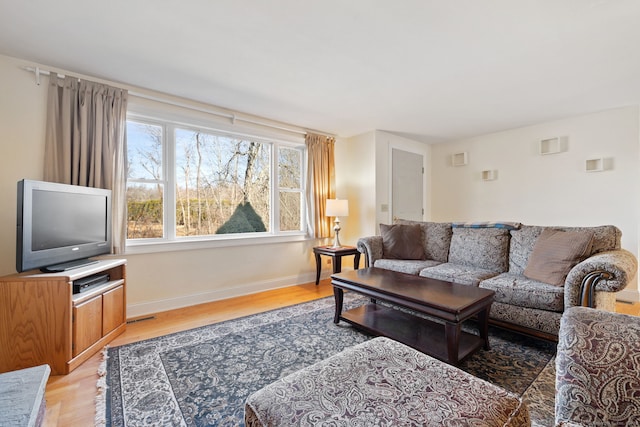 living room featuring light hardwood / wood-style flooring