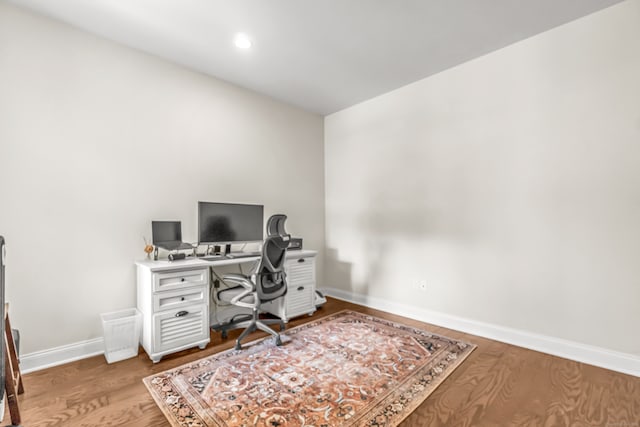 office featuring hardwood / wood-style flooring