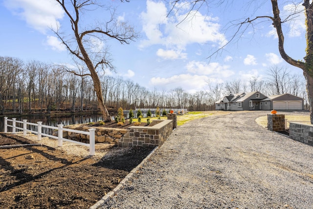 view of yard with a water view