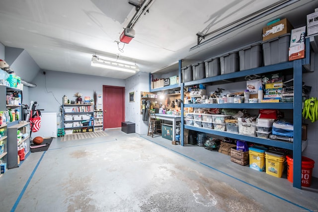 garage with a garage door opener