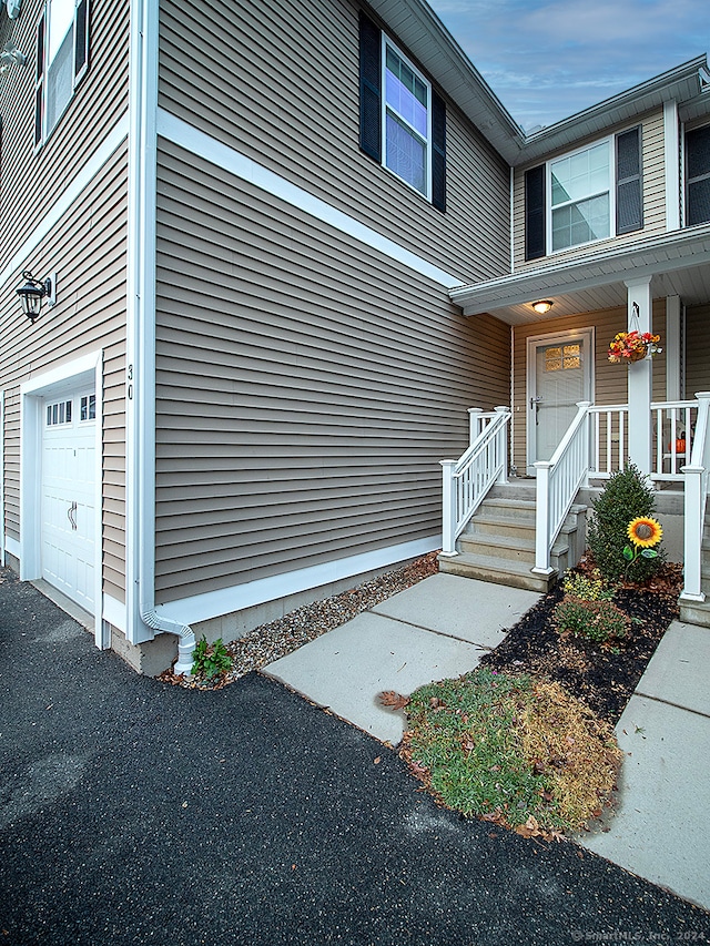 entrance to property with a garage