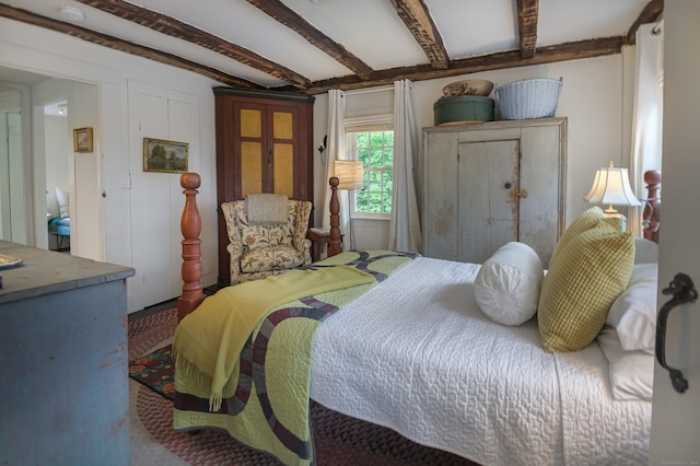 279 Black Rock Tpke, Redding, CT 06896 - bedroom featuring beamed ceiling