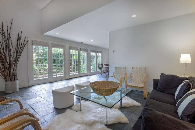279 Black Rock Tpke, Redding, CT 06896 - living area with plenty of natural light, recessed lighting, and stone tile flooring